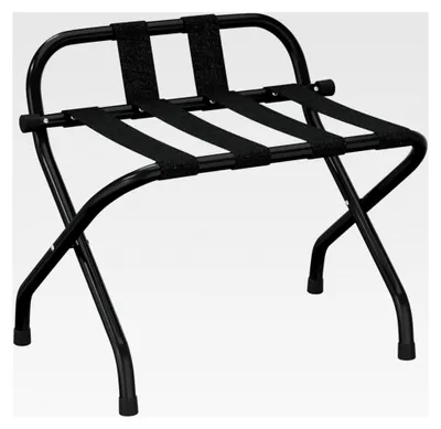 Produktbild von Gepäckständer mit Rückenlehne klappbar Kofferbock Gepäckablage Schwarz 56x39x52cm für Gästezimmer Schlafzimmer Hotel