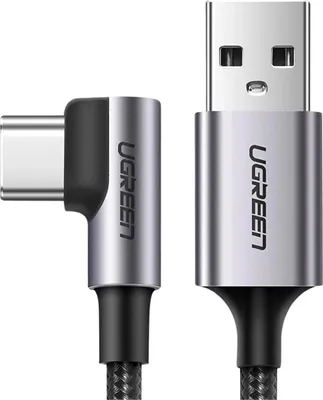 Produktbild von Ugreen USB-A auf USB-C Winkelkabel 3m Grau 3A