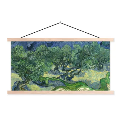 Produktbild von MuchoWow® Textilposter Die Olivenbäume - Vincent van Gogh 120x60 cm mit holzfarbenen Rahmen - Klemmleiste