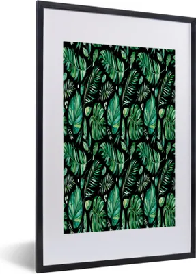 Produktbild von MuchoWow® MuchoWow® Gerahmtes Poster Vintage - Blätter - Pflanzen 40x60 cm - Poster mit zchwarzem Bilderrahmen - Poster in Rahmen