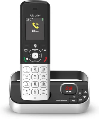 Produktbild von Alcatel FX990 Voice – Schnurloses DECT-Telefon in Schwarz mit Anrufbeantworter – Gut lesbares großes Display, große ergonomische Tasten, Freisprechfunktion, Anrufsperre, Telefonbuch, Anruferanzeige