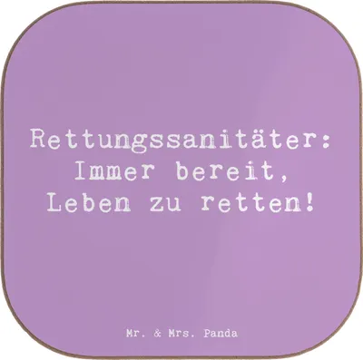 Produktbild von Mr. & Mrs. Panda Untersetzer für Gläser Spruch Rettungssanitäter Held - Lavendeltraum - Geschenk, Danke sagen, Getränkeuntersetzer, gläseruntersetzer, Lebensretter
