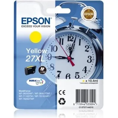 Produktbild von Epson Alarm clock Singlepack Yellow 27XL DURABrite Ultra Ink, High (L) Yield, Gelb, Tinte auf Pigmentbasis, 10,4 ml, 1 Stück(e), Einzelpackung