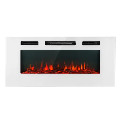 Produktbild von Klarstein Elektrokamin, Elektro Heizungen für Wohnzimmer & Innenräume, Elektrischer Kamin mit LED Flammen, Kamin mit Fernbedienung, Heizlüfter mit Timer, Einstellbarer Thermostat, Heizung 1800 W