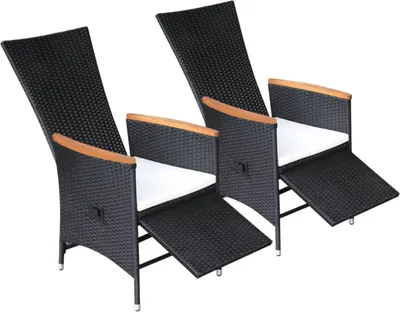 Immagine prodotto di vidaXL Sedie a sdraio da giardino 2 pezzi con cuscini in poly rattan nero