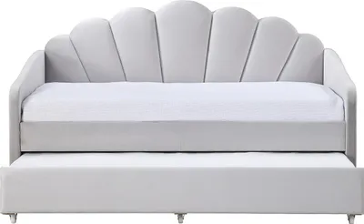 Produktbild von Schalenausziehbett 2 x 90 x 190 cm - Velours - Hellgrau - ELUSIA