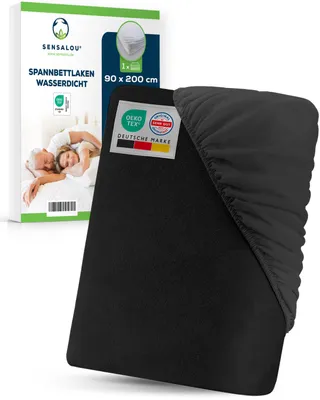 Produktbild von Sensalou Spannbettlaken 90 x 200 cm - Schwarz-Anthrazit (1er Pack)