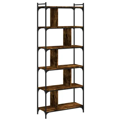 Image de vidaXL Bibliothèque 6 étagères Chêne fumé 76x32x192 cm Matériau dérivé du bois