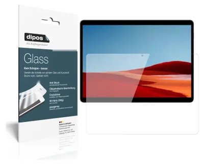 Produktbild von 2x Schutzfolie für Microsoft Surface Pro X - Anti-Shock 9H Folie dipos Glass Kunststoffglas