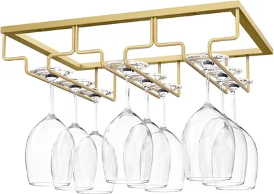 Produktbild von Weinglashalter Unter dem Schrank - Stemware Halterung für Bar Küchenschrank (3 Reihen) - Gold - Nuovoware Weinregal