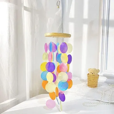 Image de Mobile décoratif "Windspiel" en forme de coquillage, attrape-rêves, en nacre, dimensions 60x40x13 cm, multicolore