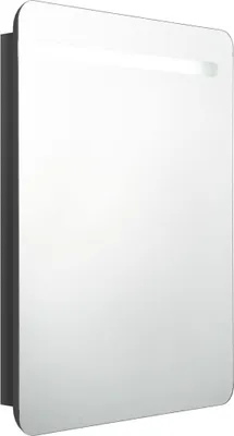 Image de vidaXL Armoire à miroir de salle de bain LED noir brillant 60x11x80 cm