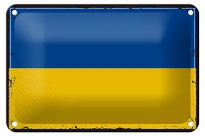 Produktbild von Blechschild Flagge Ukraine 18x12cm Retro Flag of Ukraine Dekoration
