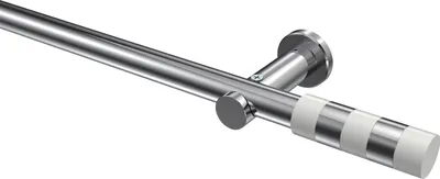 Produktbild von Interdeco Gardinenstange / Vorhangstange Chrom, Typ Platon Mavell (Zylinder Bicolor) ohne Ringe, 20 mm Ø 1-läufig, 200 cm