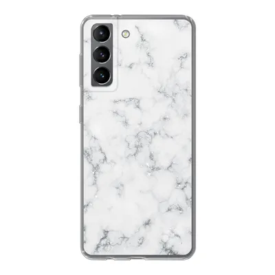 Produktbild von MuchoWow® Handyhülle Schutzhülle Hülle für Samsung Galaxy S21 Marmor - Weiß - Silber - Glitter - Marmoroptik - Chic Silikon Softcase Handy Hülle - Softcase