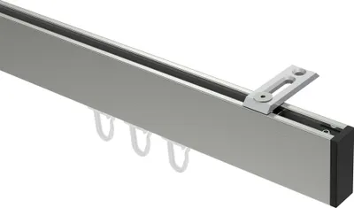 Produktbild von Interdeco Innenlaufstange / Gardinenstange mit Innenlauf Edelstahl-Optik / Schwarz, Typ Smartline Paxo (Kappe) Deckenmontage, 14x35 mm 1-läufig, 100 cm