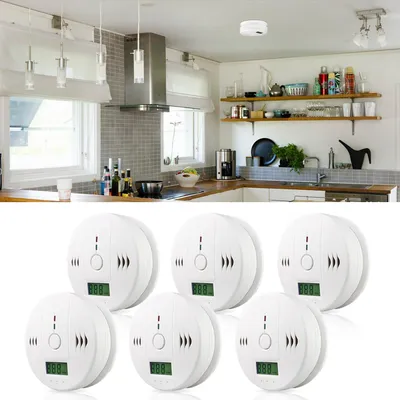 Image de Jayseuw CO Détecteur set de 6 détecteurs d'incendie blanc Avertissement monoxyde de carbone 85 dB avec LED