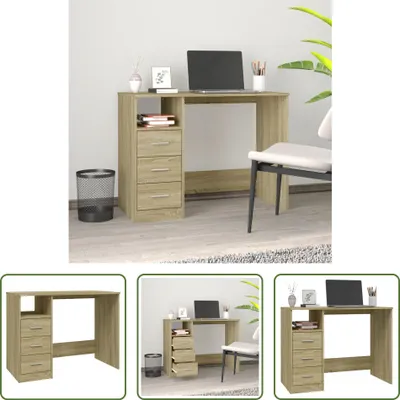 Produktbild von The Living Store Schreibtisch mit Schubladen Sonoma-Eiche 102x50x76 cm
