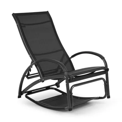 Produktbild von blumfeldt Beverlywood Sonnenliege Schaukelstuhl (Gestell aus Aluminium, 4-fach verstellbare Rückenlehne, DualComfort, Material: 70% PVC und 30% Polyester Comfort Mesh, Edelstahlschrauben) graphitgrau