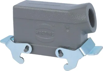 Image de HARTING Han 16B Boîtier à douille bas, 1 sortie de câble latérale M25, avec 2 étriers transversaux Raccord vissé M25 Plage de serrage