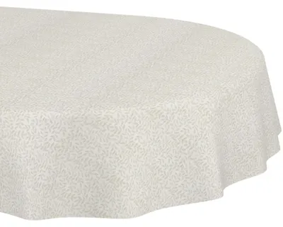 Produktbild von Tischdecke 140x180cm Oval Beige abwaschbar Barcelona Stoff Hochwertig Blätter Natur Boho Schnittkante