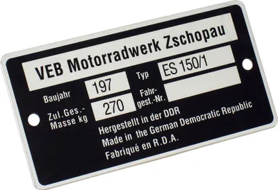 Produktbild von Typenschild ES150/1 schmal (Aluminium)***