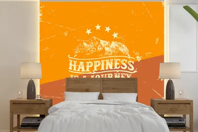 Produktbild von MuchoWow® Fototapete für Wohnzimmer oder Schlafzimmer Wandtapete Vinyl Motivtapete Jahrgang - Berg - Text - 300x300 cm - Wanddekoration