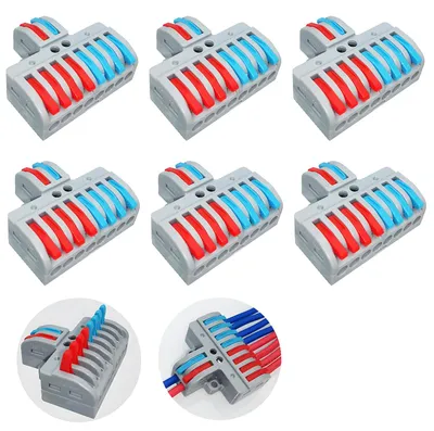 Klemmenblock 6er-Pack, 2 Eingänge 8 Ausgänge, 250V/32A, kompakt