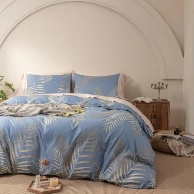 Productafbeelding van Bettlaken set, 155x220 cm, 3-delig, microvezel, blauw