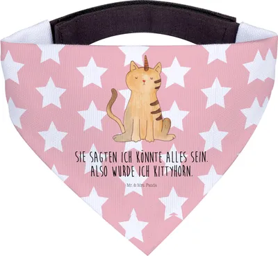 Produktbild von Mr. & Mrs. Panda Hundehalstuch Einhorn Katze - Rot Pastell - Geschenk, Regenbogen, Halstuch, Unicorn, Mieze, Hunde Bandana, Hund, Glitzer, Hunde-Halstuch