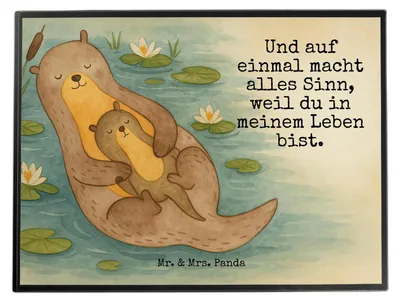 Produktbild von Mr. & Mrs. Panda tischpad Otter Kind Design - Weiß - Geschenk, tischschutzmatte, schreibtischauflagen, schreibtischunterlage, Mama, Baby, Geburt, Schreibunterlage, Mutter