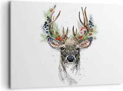 Produktbild von Bild auf Leinwand - Leinwandbild - Einteilig - Surrealismus Hirsch Boho - 100x70cm - Wand Bild - Wanddeko - Wandbilder - Leinwanddruck - Bilder - Wanddekoration - Leinwand bilder - AA100x70-4486