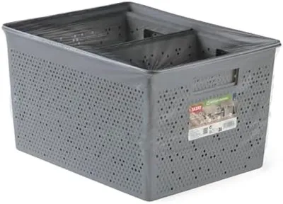 Produktbild von PromoHome® Set von 4 Aufbewahrungsboxen – Recyceltes Polypropylen, Stapelbar, 36 L, Grau