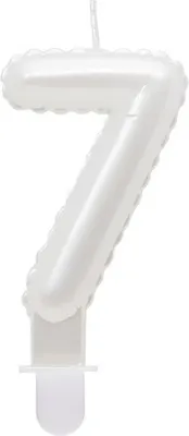 Obrázok produktu pre Sviečka číslo 7 SEVEN, perleťovo biela, 7 cm