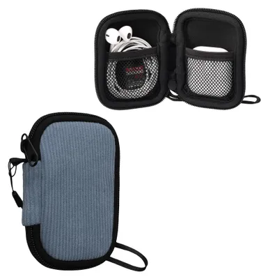 Produktbild von kwmobile In-Ear Kopfhörer Tasche kompatibel mit in-ear Headphones Hülle - Cord Cover Case - 6 x 9 cm Innenmaße - Etui in Vintage Blue