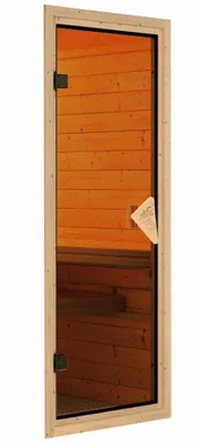 Produktbild von Karibu Sauna Innenkabine Amara Innensauna 3 Sitzbänke aus Holz , Saunakabine mit 40 mm Wandstärke, Dampfsauna mit Montagematerial