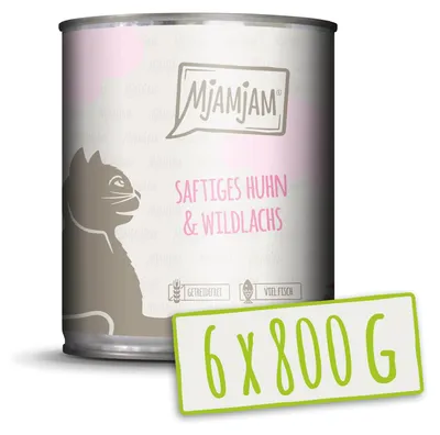 Obrázok produktu pre MjAMjAM 4260512871703, Dospelý, Akékoľvek plemeno, Kuracie mäso, Losos, 800 g, Bez obilnín