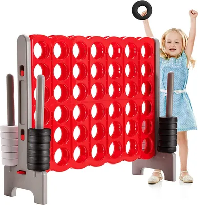 Produktbild von GOPLUS 4 Gewinnt Strategiespiel, aus PE & PP, für 2 Spieler, 4 Gewinnt Rasterwand, mit 42 Schachfiguren, 4 In Einer Reihe, für Kinder & Erwachsene