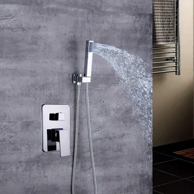 Produktbild von Duschsystem mit Regendusche Duschset Duscharmatur Kopfbrause armatur Wandmontage     Edelstahl Brauseset Messing  für Badezimmer Dusche