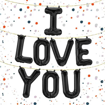 Produktbild von Folienballon Schriftzug I love you, Schwarz, ca. 40 cm für Luftbefüllung