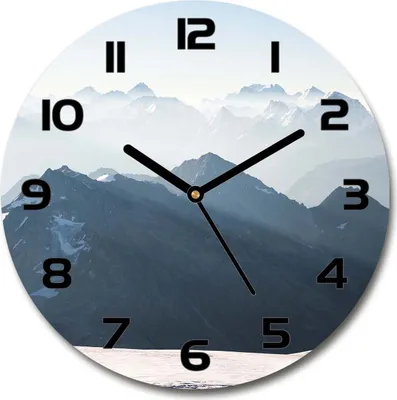 Produktbild von Wanduhr aus Glas 30fi Glasbild Glasuhr Gehärtetes Glas - schwarze-zeiger - Mountain peaks
