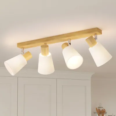 Image de LVWIT Plafonnier, luminaire encastré à 4 spots GU10, projecteur de plafond orientable à 350°, lampe murale, douille E14, puissance maximale 40W, pour chambre, salon, cuisine, sans ampoule
