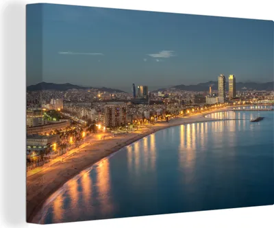 Produktbild von OneMillionCanvasses® - Leinwandbilder - 150x100 cm, Strand - Barcelona - Spanien, Wandbilder Kunstdruck Wanddekoration