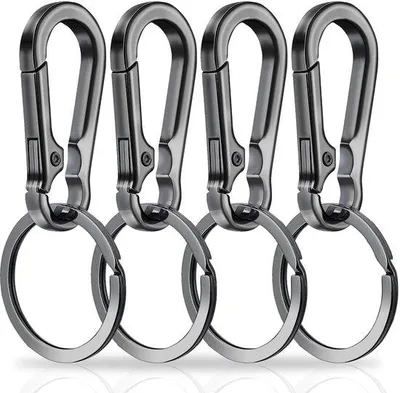 Image de Porte-clés métallique avec mousqueton et fermoir à ouverture rapide, pour un usage quotidien