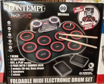 Productafbeelding van Bontempi 18 2000, Speelset met drumstel, Drumkrukje, Geschikt voor kinderen vanaf 3 jaar, Kleur: zwart, Kleur: rood
