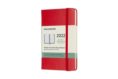 Produktbild von Moleskine 12 Monate Wochenkalender 2022, Pocket/A6, 1 Wo = 2 Seiten, horizontal, Gebunden, Scharlachrot