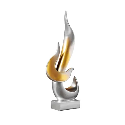 Produktbild von Flammenskulptur in silber mit goldenen Akzenten