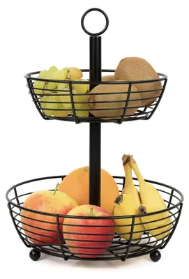 Etagère, 2 Ebenen, rund, 33 cm hoch, 24 cm Durchmesser, schwarz
