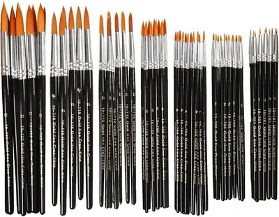 Zdjęcie produktu dla Creativ Company 10748, Zestaw pędzli, Mieszany, Szczotka okrągła, Czarny, Pudełko, 84 szt.