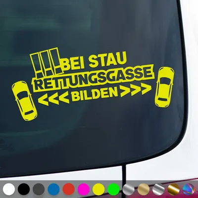 Produktbild von PantherPixel Rettungsgasse Aufkleber Bei Stau bilden freihalten Sticker Auto Geschenkidee Farbe Neon-Gelb